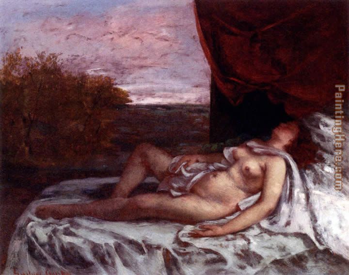 Femme Nue Endormie painting - Gustave Courbet Femme Nue Endormie art painting